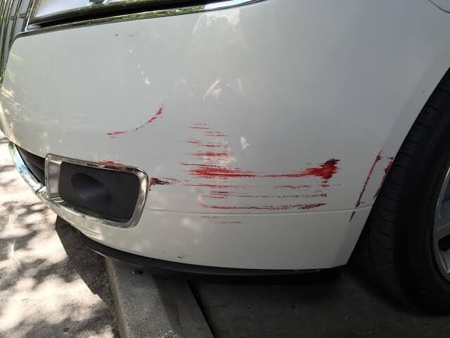 Paint transfer scuff on car bodywork