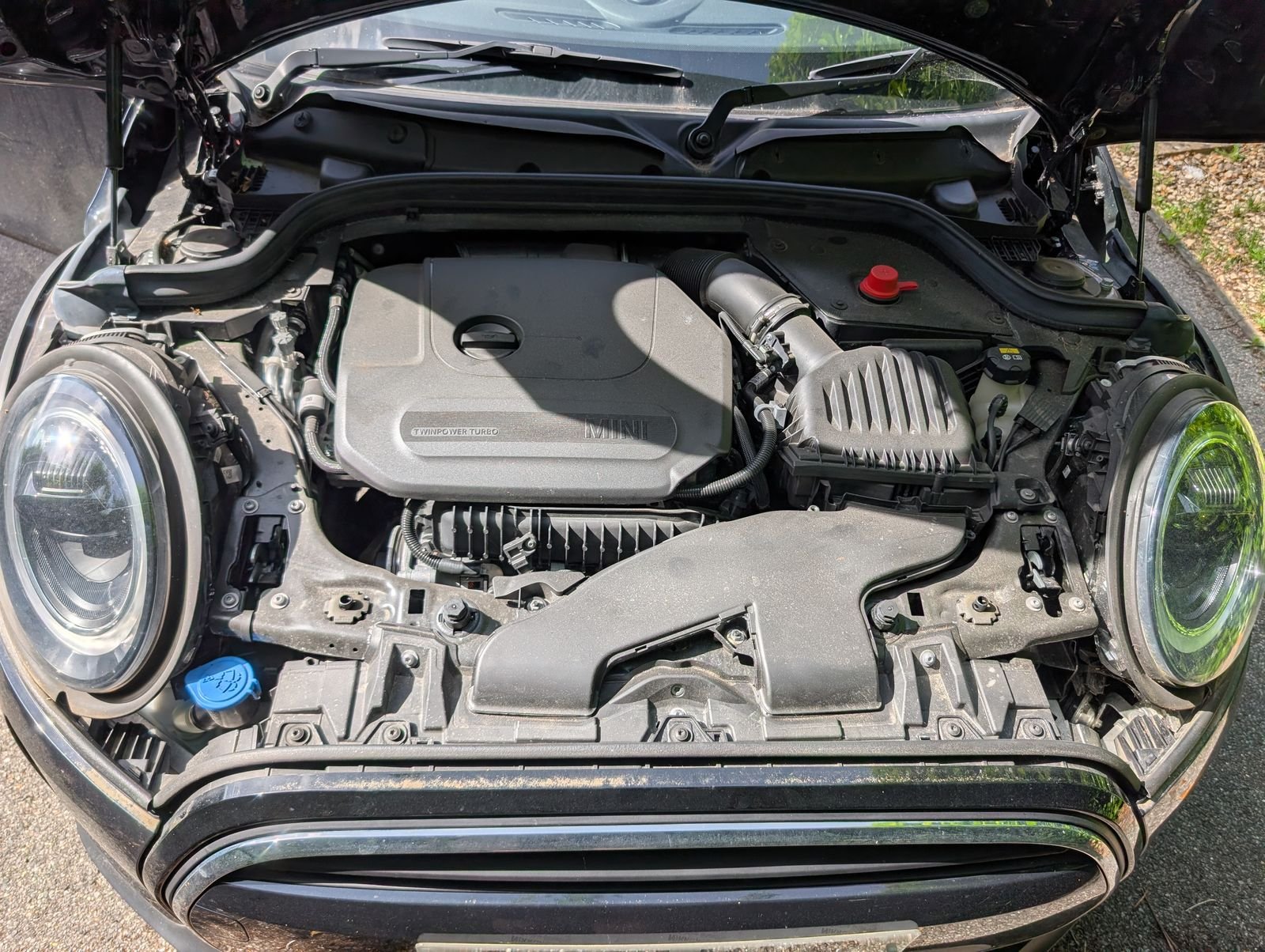 Engine bay before a professional detail