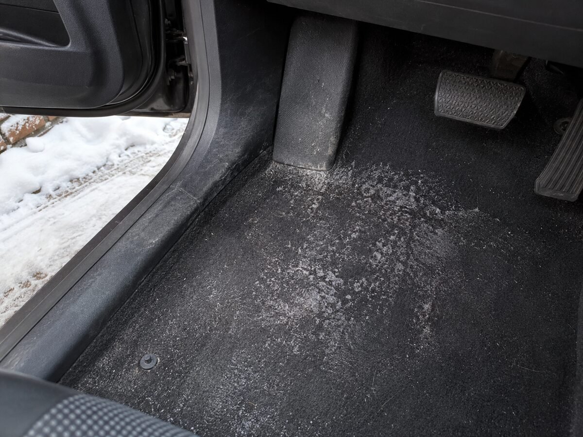 Stained and dirty car carpet