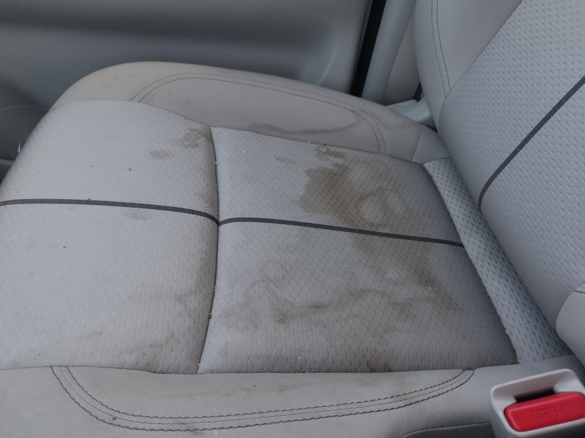 Stains on fabric car seat